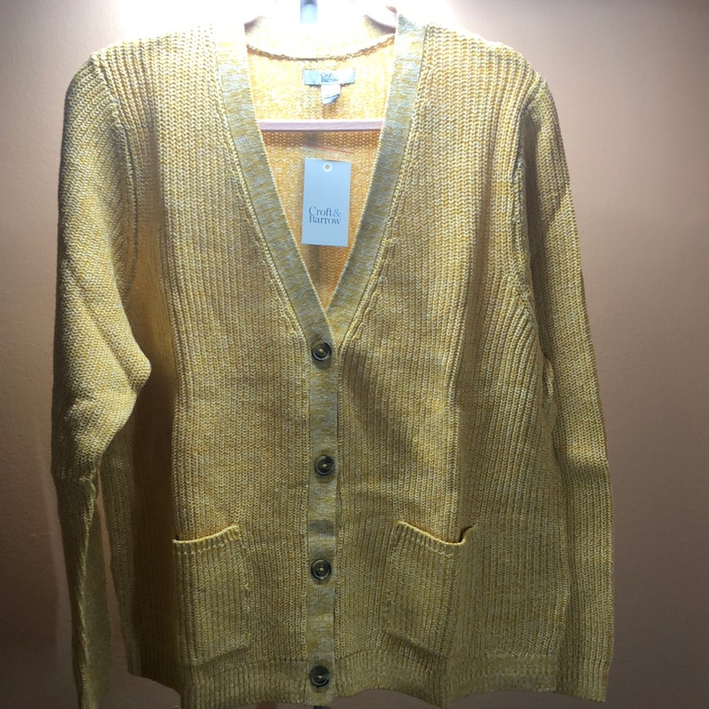 croft & barrow Women's Yellow Cardigan Sweater
